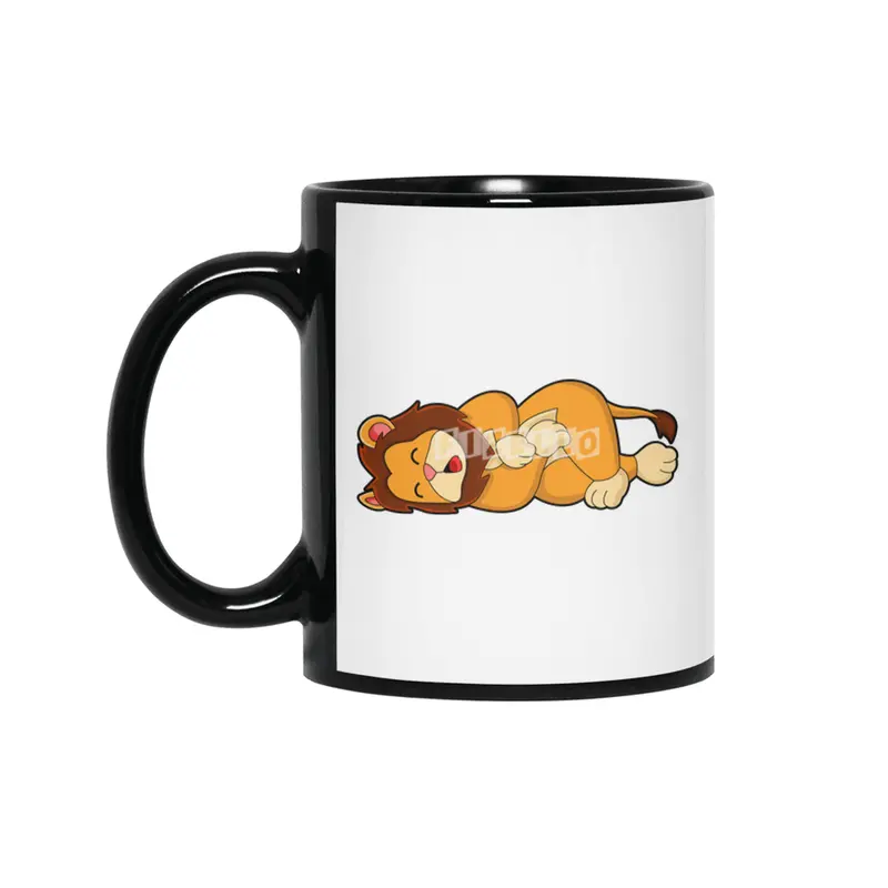 Lion at Sleeping Siyah Kupa