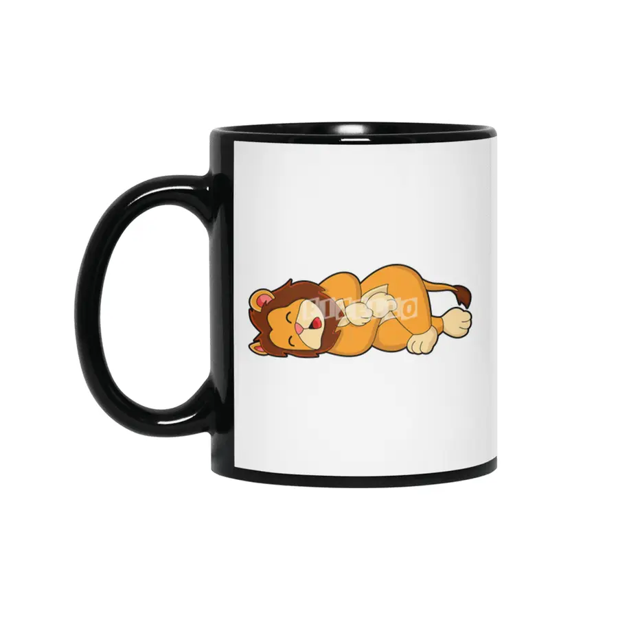 Lion at Sleeping Siyah Kupa