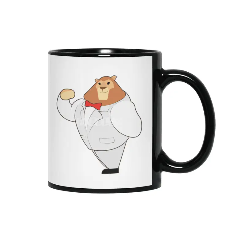 Lion in Suit with Bow tie Siyah Kupa