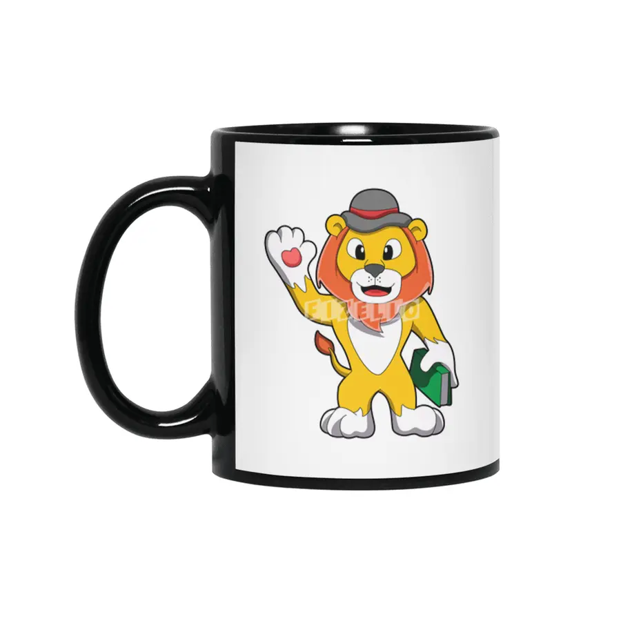 Lion with Book & Hat Siyah Kupa