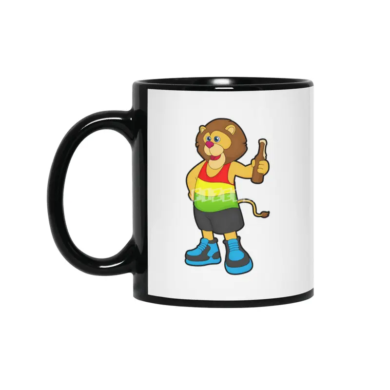 Lion with Bottle of Beer & Rainbow Tank top Siyah Kupa