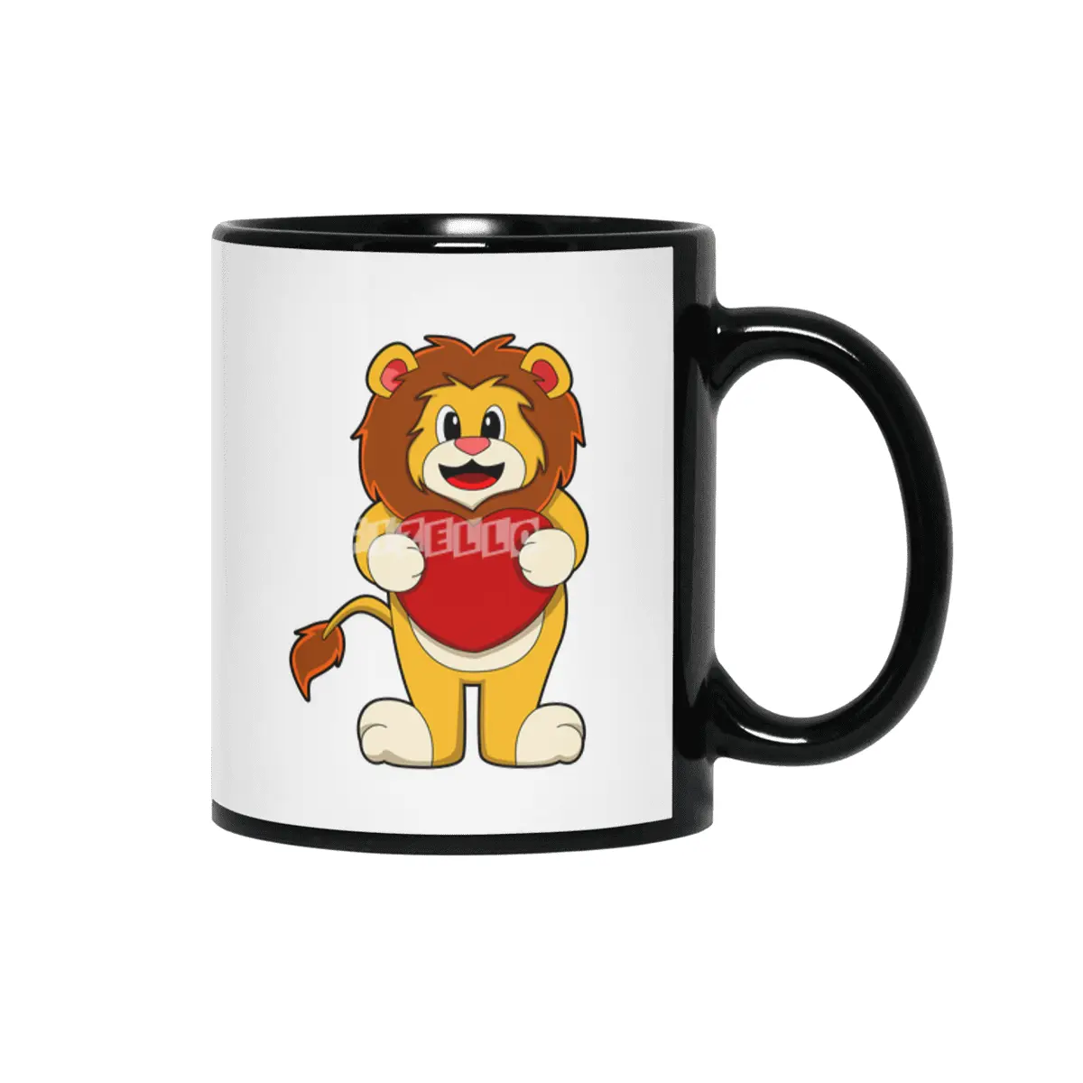 Lion with Heart Siyah Kupa