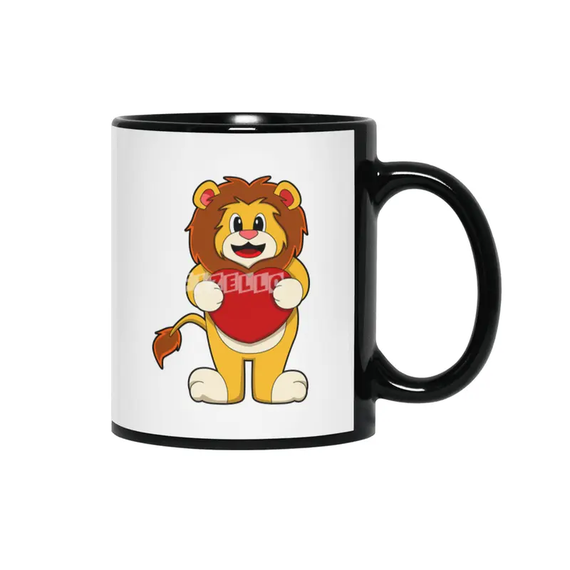 Lion with Heart Siyah Kupa