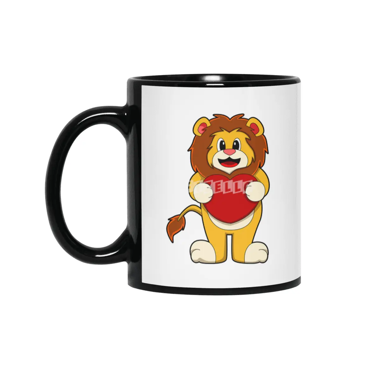 Lion with Heart Siyah Kupa