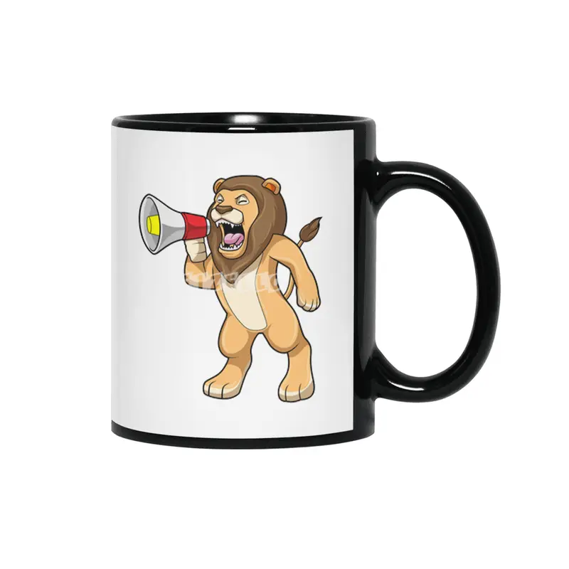 Lion with Microphone Siyah Kupa