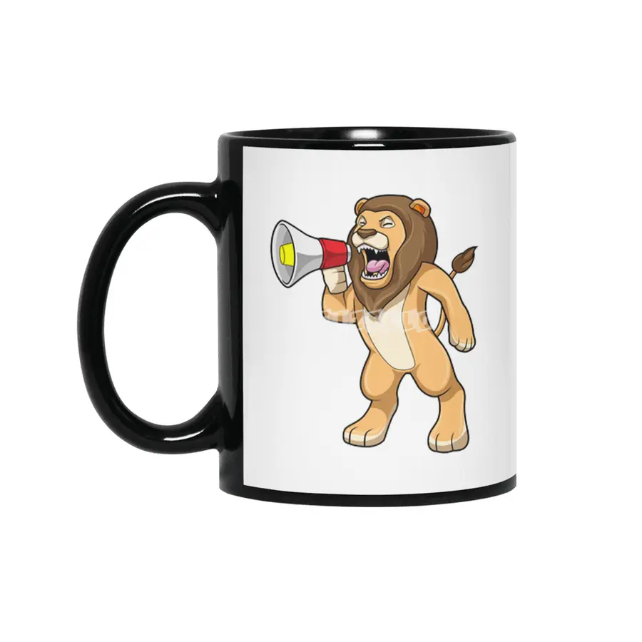 Lion with Microphone Siyah Kupa