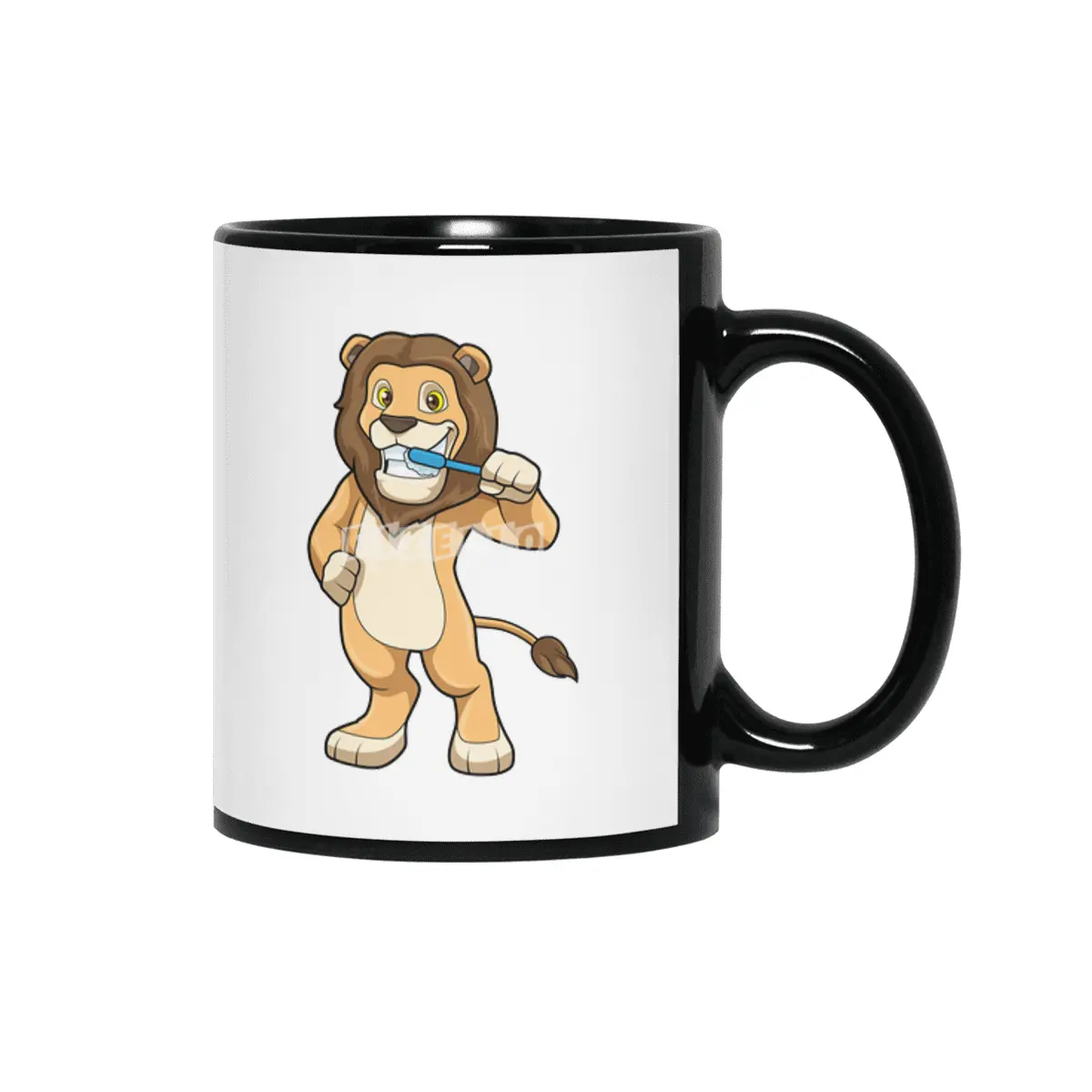 Lion with Toothbrush Siyah Kupa