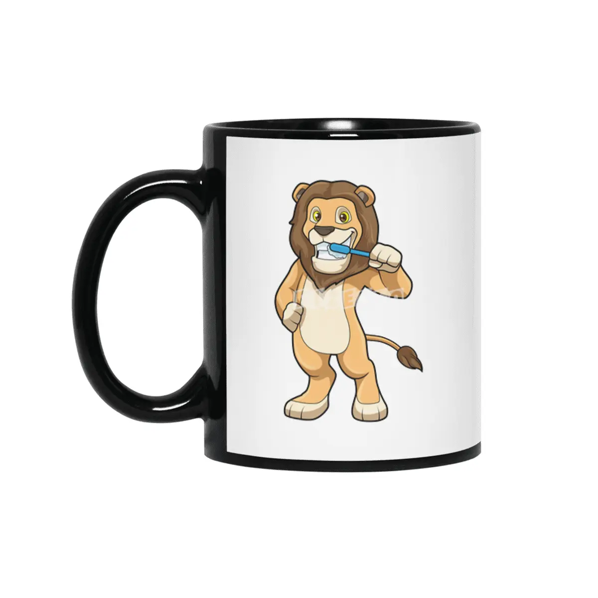 Lion with Toothbrush Siyah Kupa