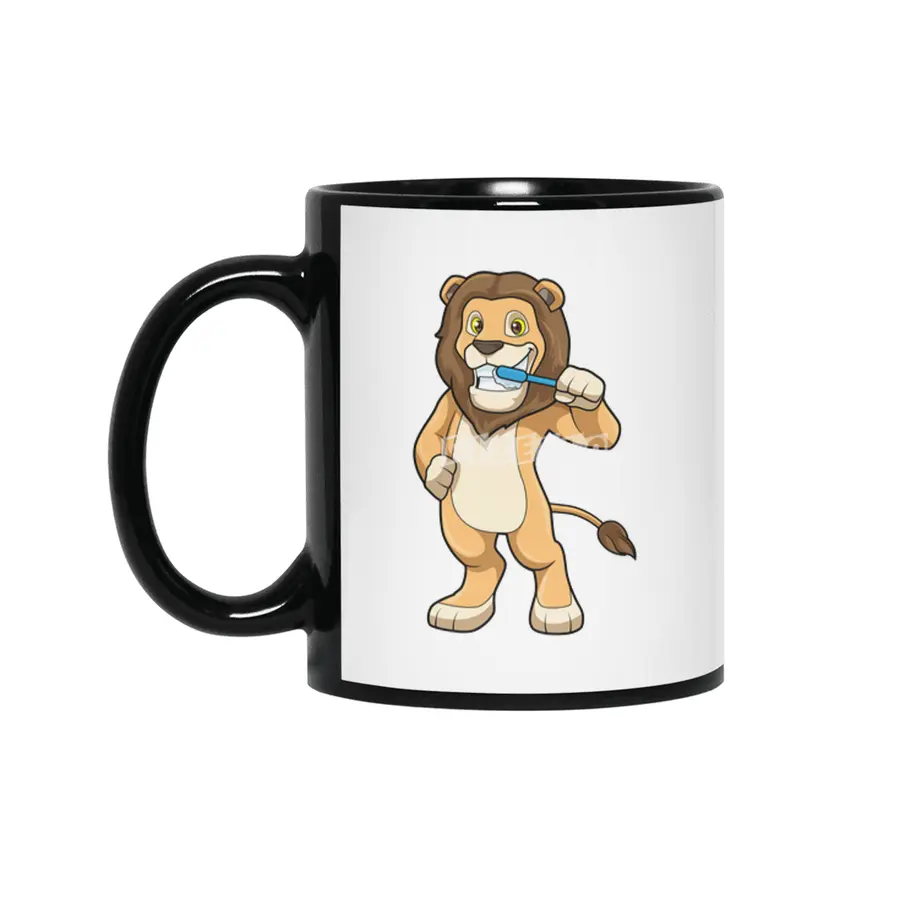 Lion with Toothbrush Siyah Kupa