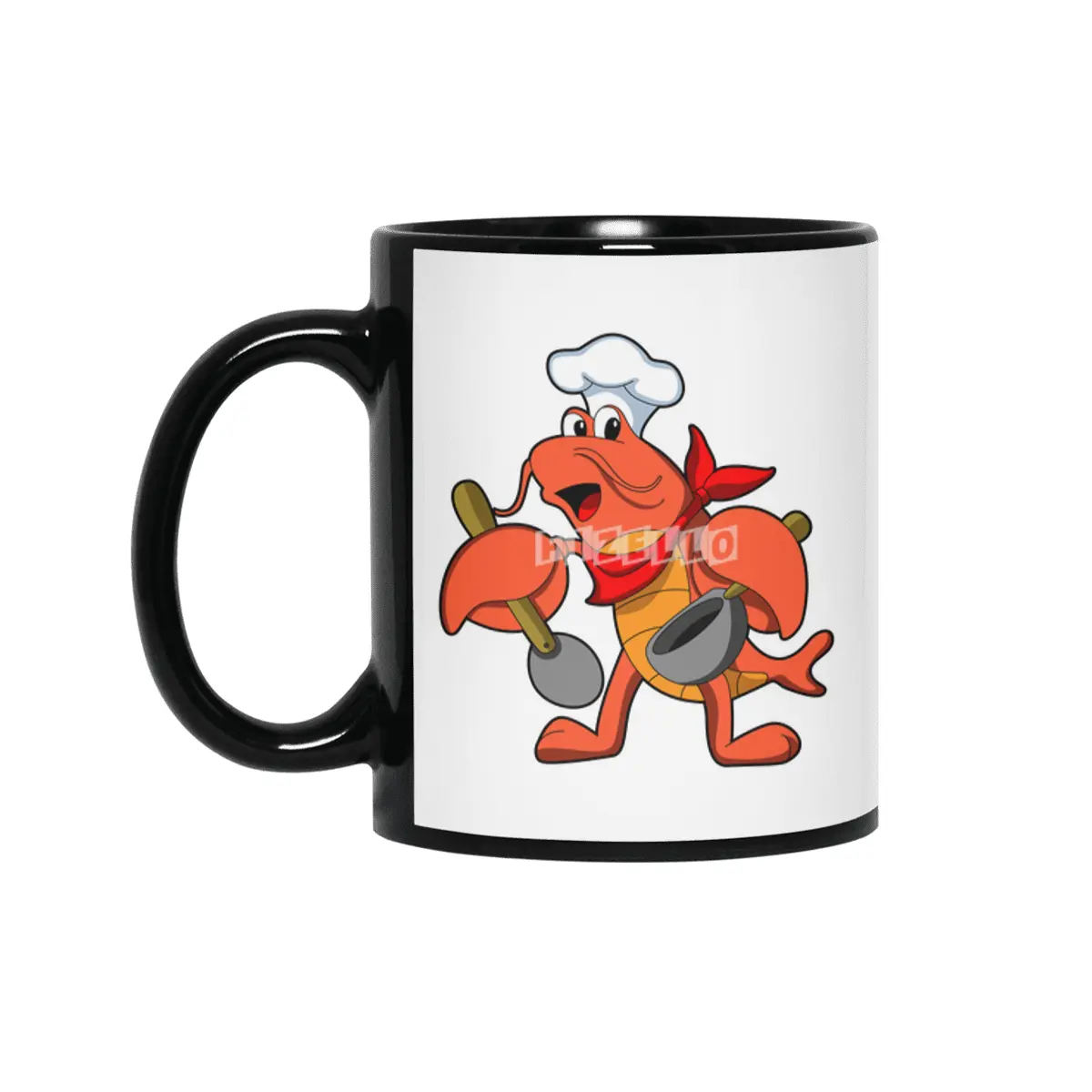 Lobster as Chef with Wooden spoon Siyah Kupa