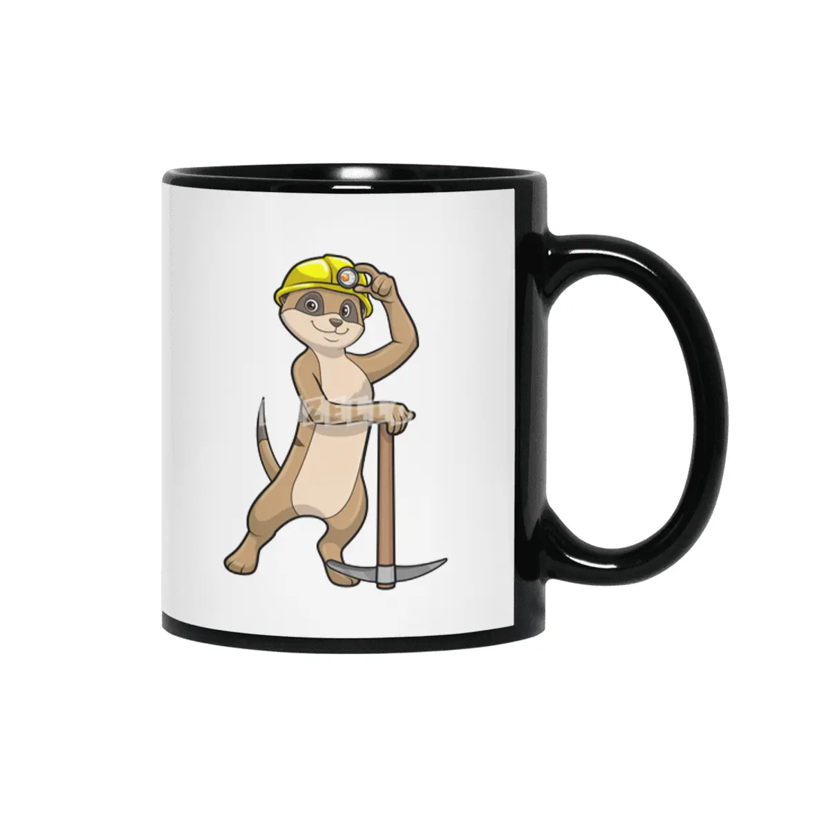 Meerkat as Miner with Pickaxe Siyah Kupa