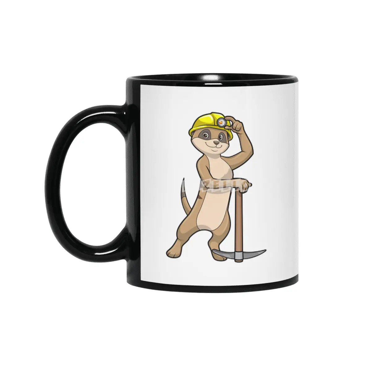 Meerkat as Miner with Pickaxe Siyah Kupa