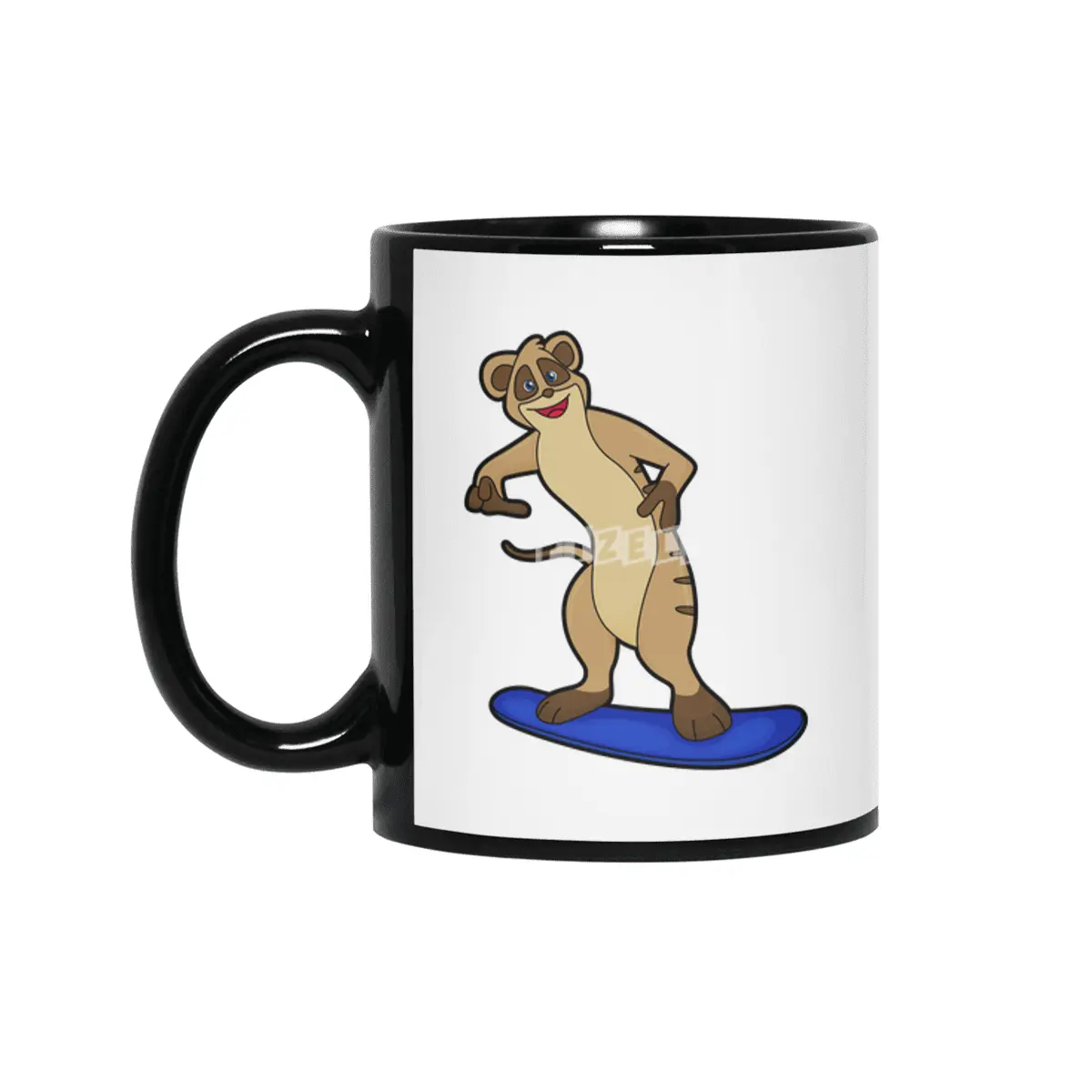 Meerkat as Snowboarder with Snowboard Siyah Kupa