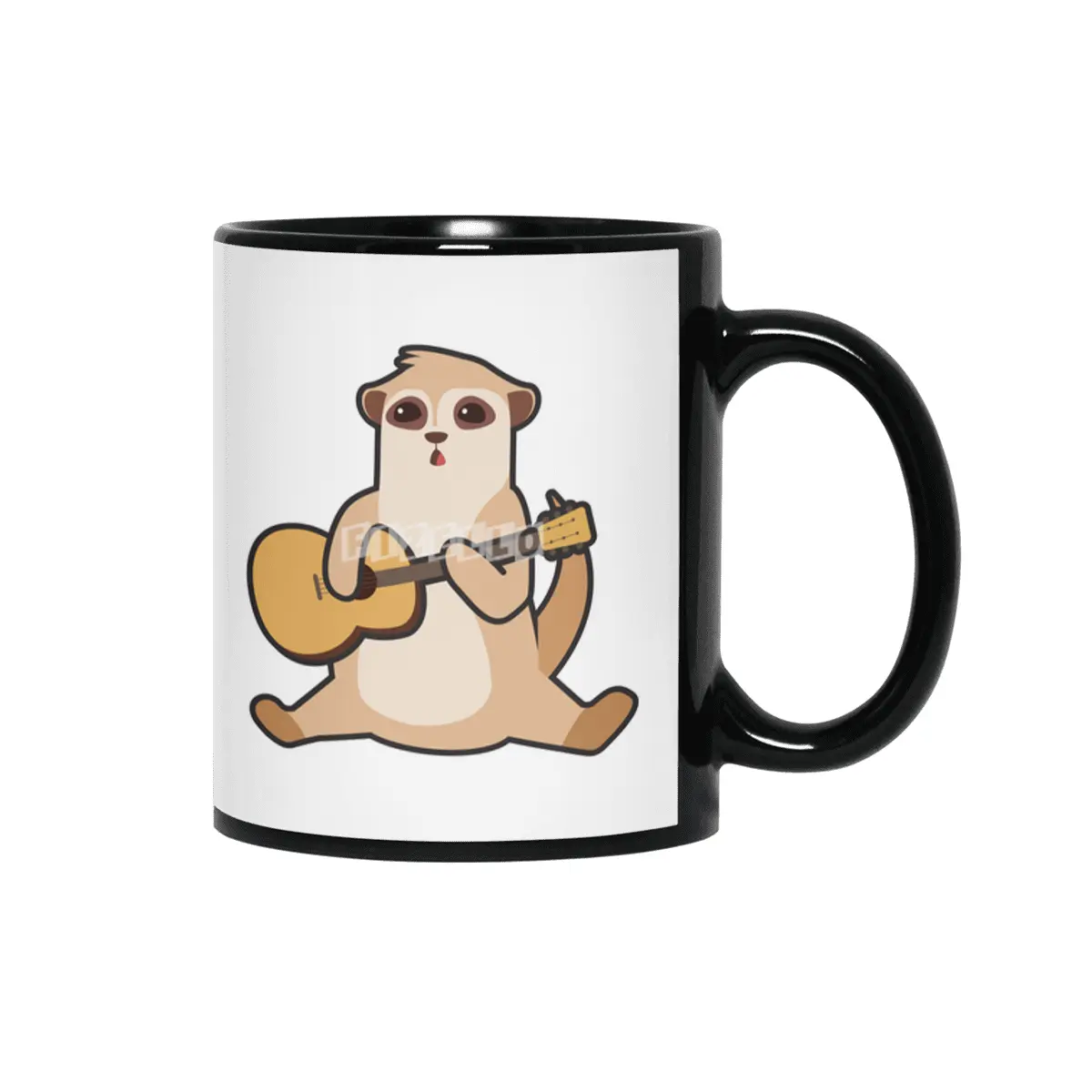 Meerkat at Music with Guitar Siyah Kupa