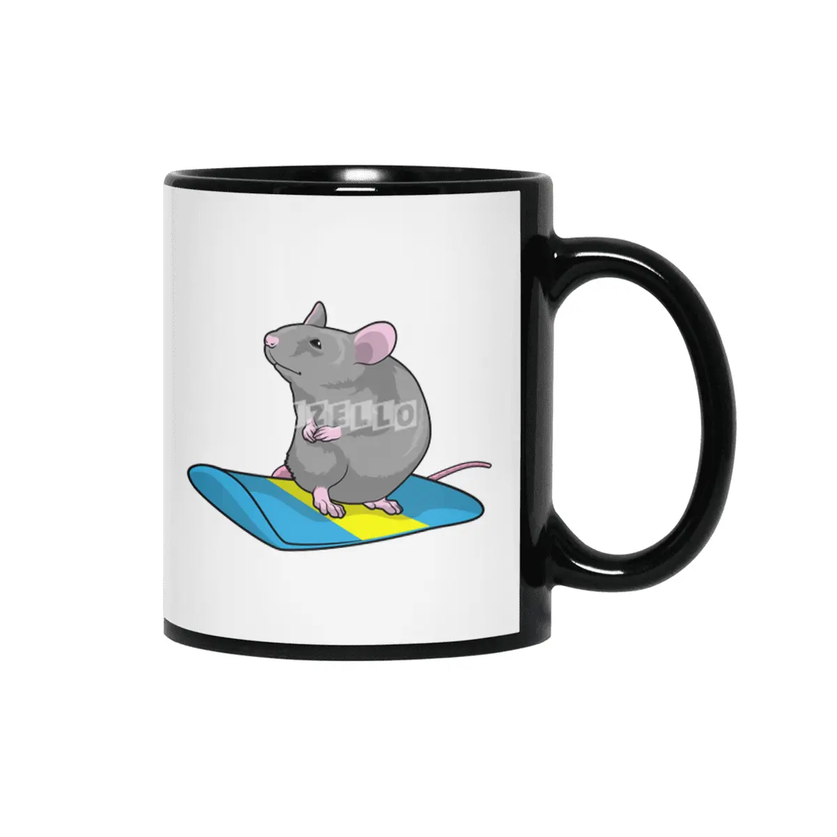 Mouse as Snowboarder with Snowboard Siyah Kupa