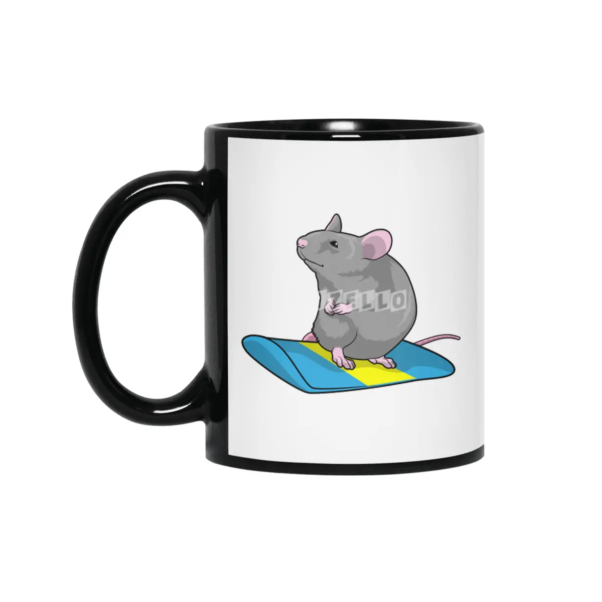 Mouse as Snowboarder with Snowboard Siyah Kupa