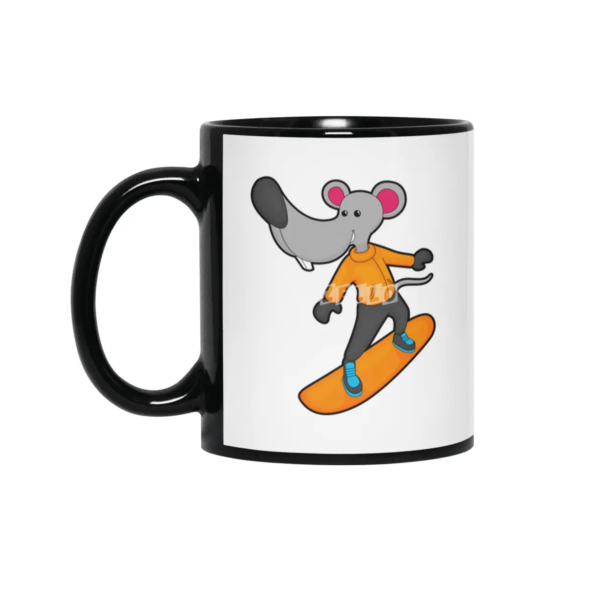 Mouse as Snowboarder with Snowboard Siyah Kupa