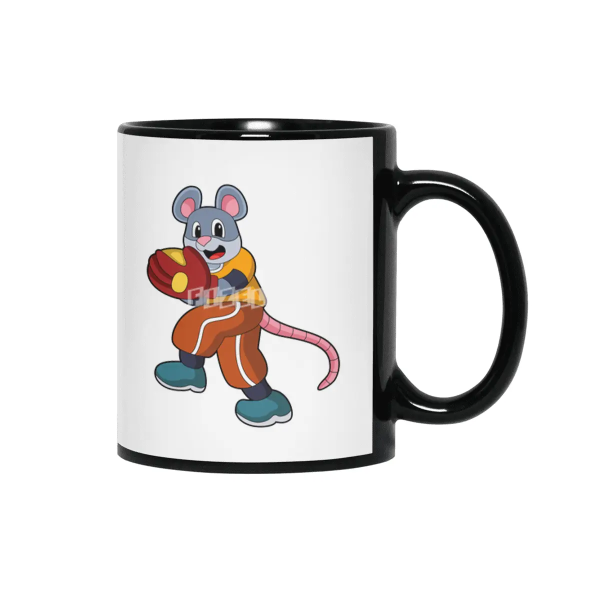 Mouse at Baseball with Baseball glove Siyah Kupa