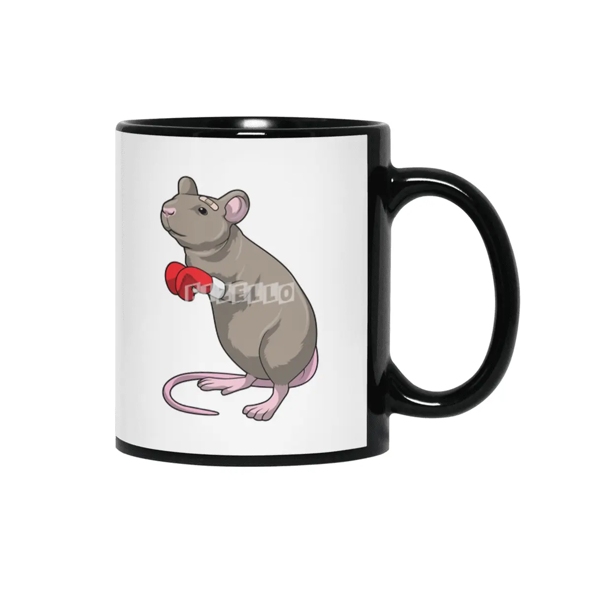 Mouse at Boxing with Boxing gloves Siyah Kupa