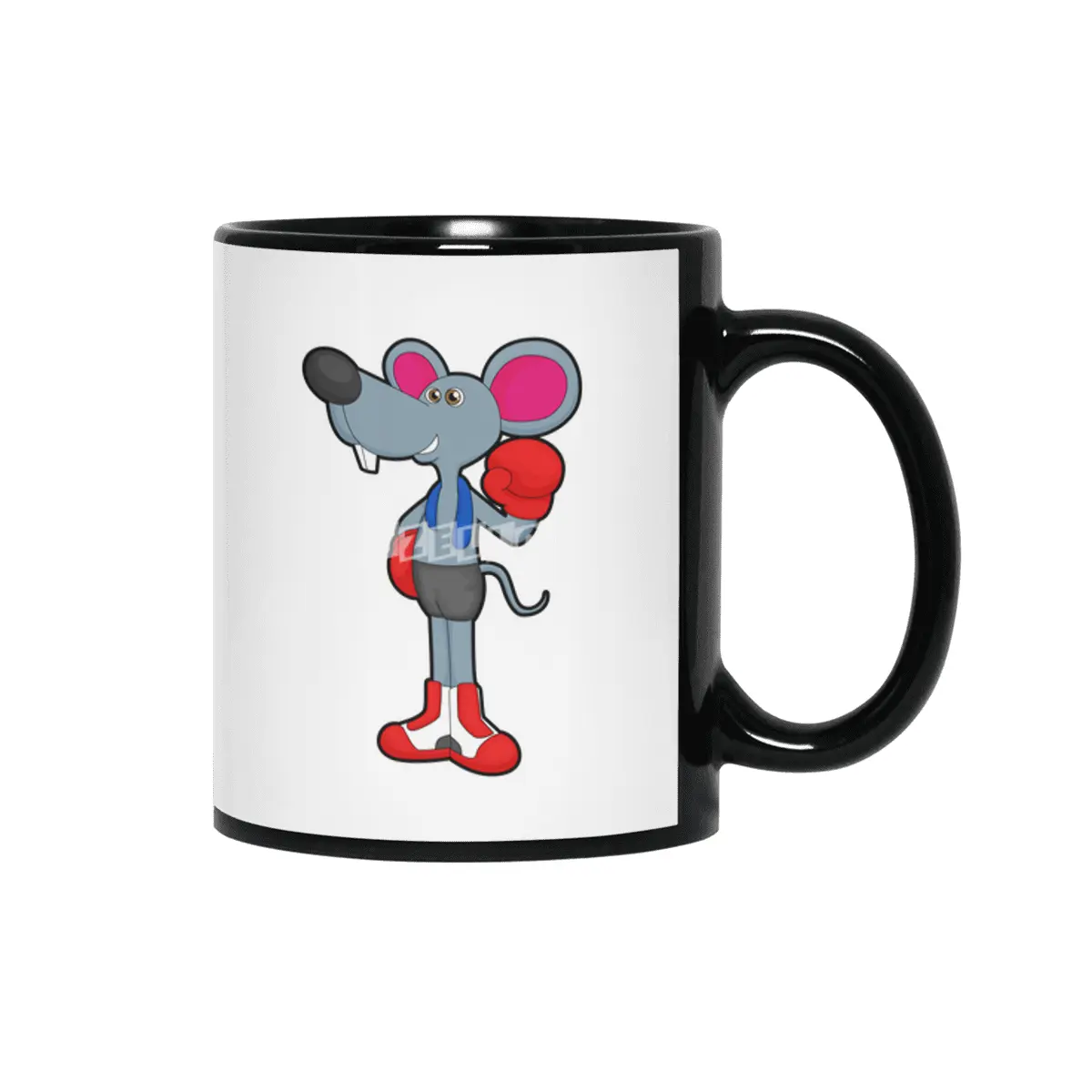 Mouse at Boxing with Boxing gloves Siyah Kupa