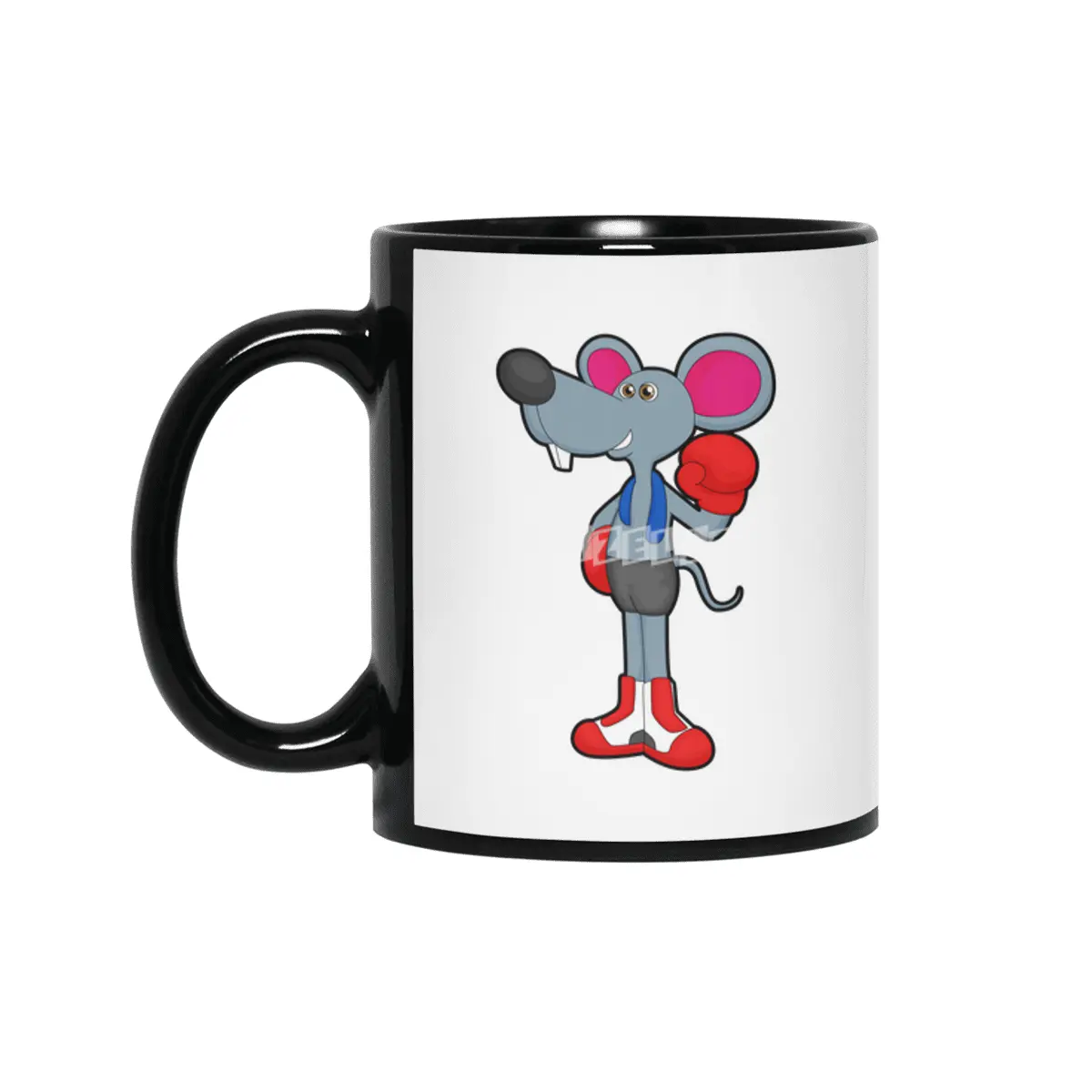 Mouse at Boxing with Boxing gloves Siyah Kupa