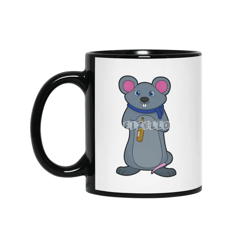 Mouse with Beer bottle Siyah Kupa
