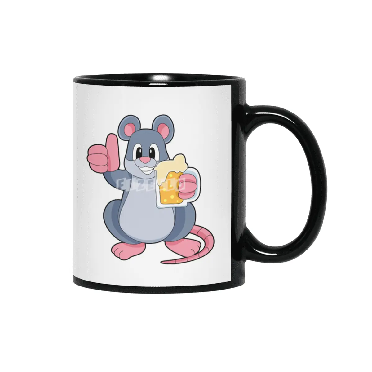 Mouse with Glass of Beer Siyah Kupa