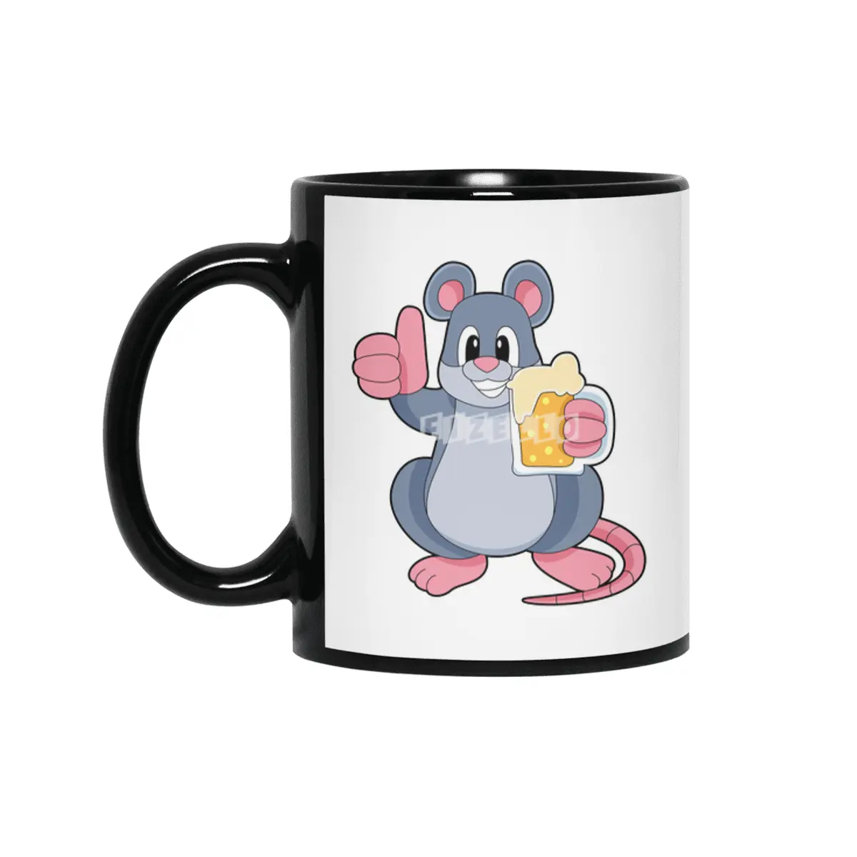 Mouse with Glass of Beer Siyah Kupa