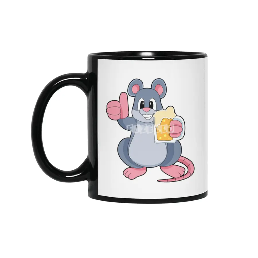 Mouse with Glass of Beer Siyah Kupa