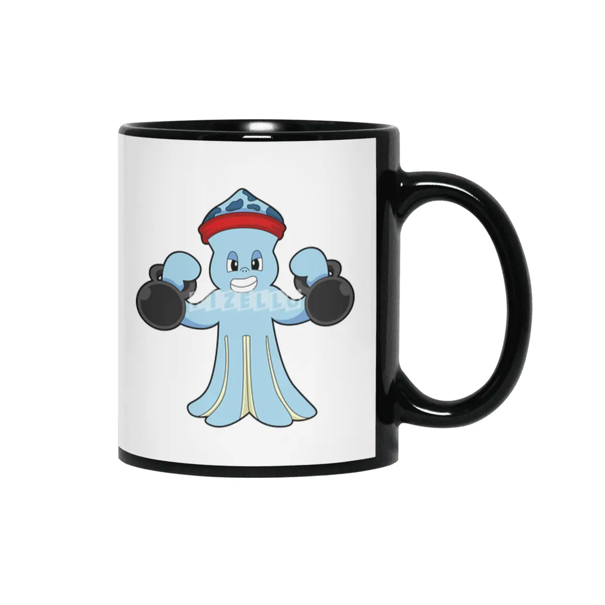 Octopus as Bodybuilder with Dumbbells Siyah Kupa