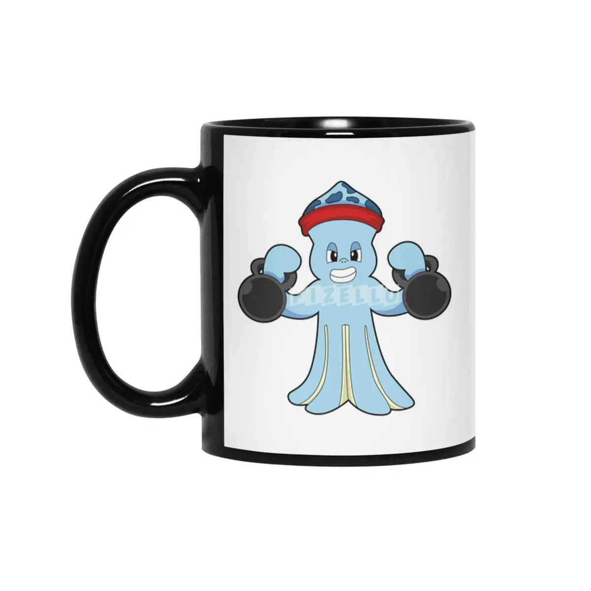 Octopus as Bodybuilder with Dumbbells Siyah Kupa