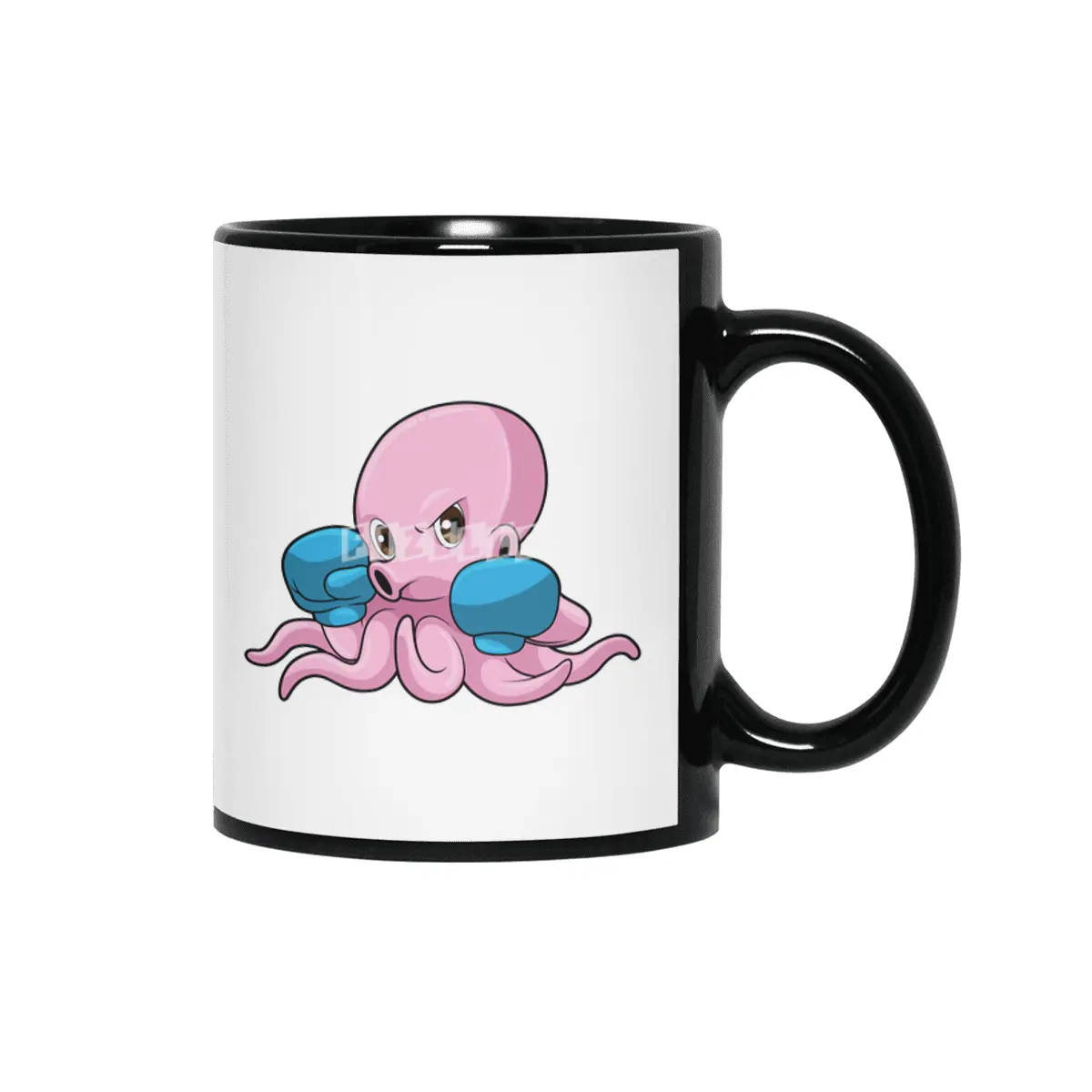 Octopus as Boxer with Boxing gloves Siyah Kupa