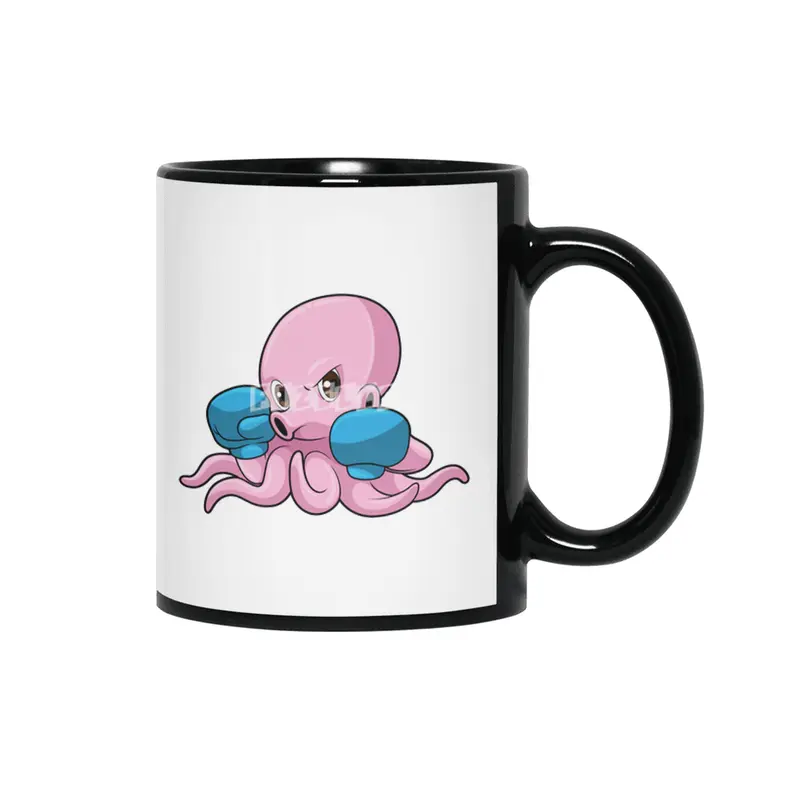 Octopus as Boxer with Boxing gloves Siyah Kupa