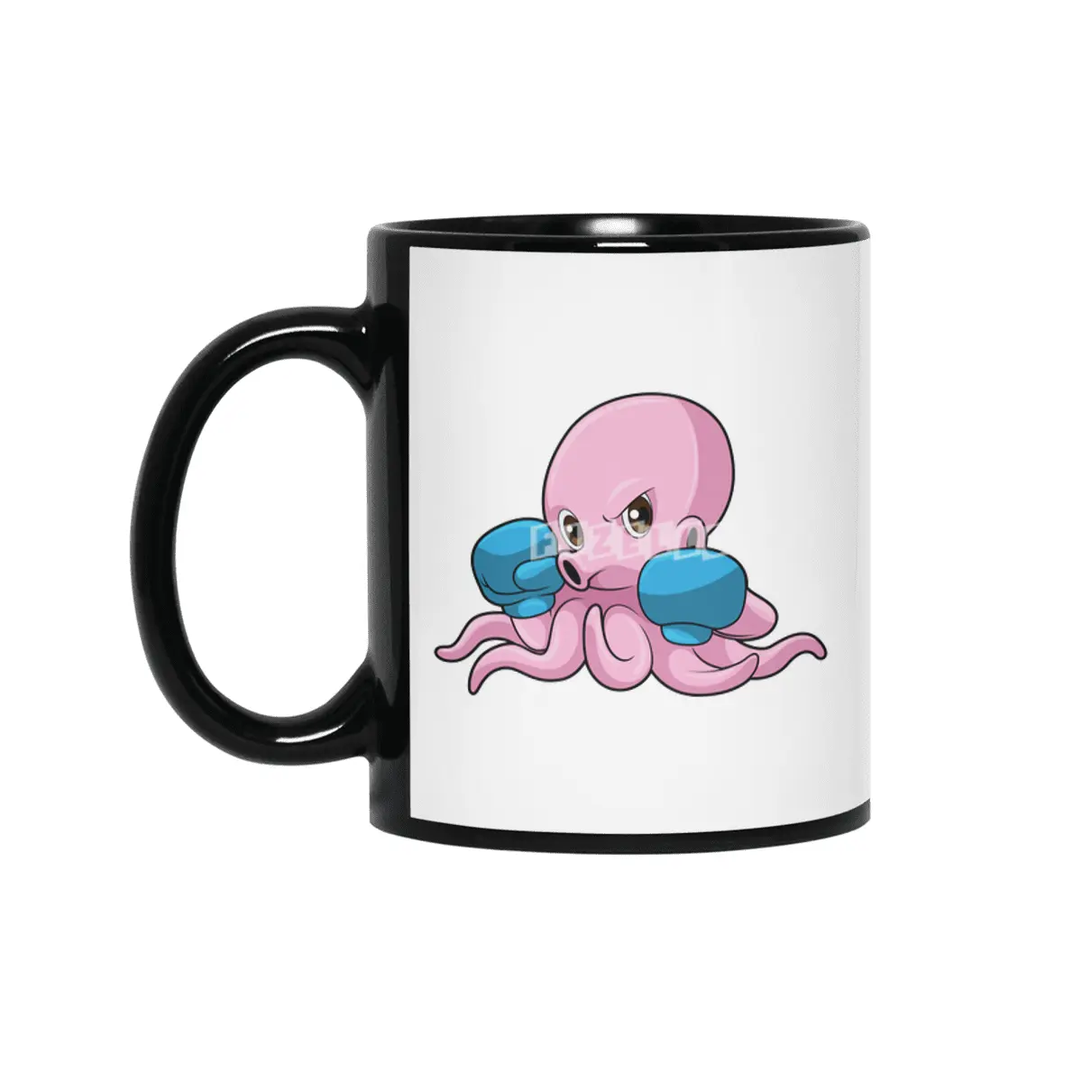 Octopus as Boxer with Boxing gloves Siyah Kupa