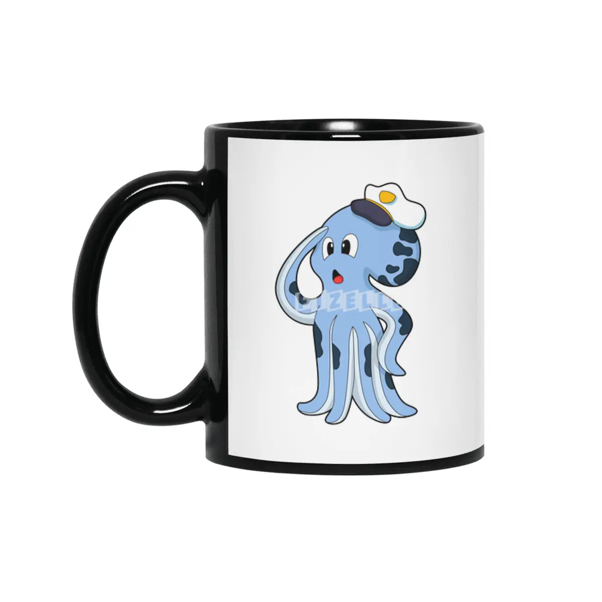 Octopus as Captain with Cap Siyah Kupa