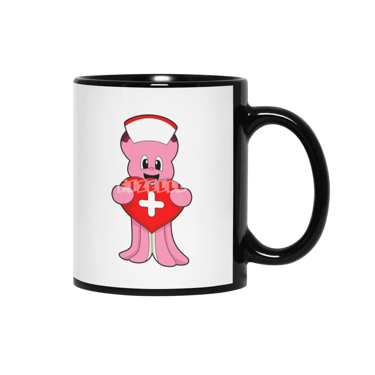 Octopus as Nurse with Heart Siyah Kupa