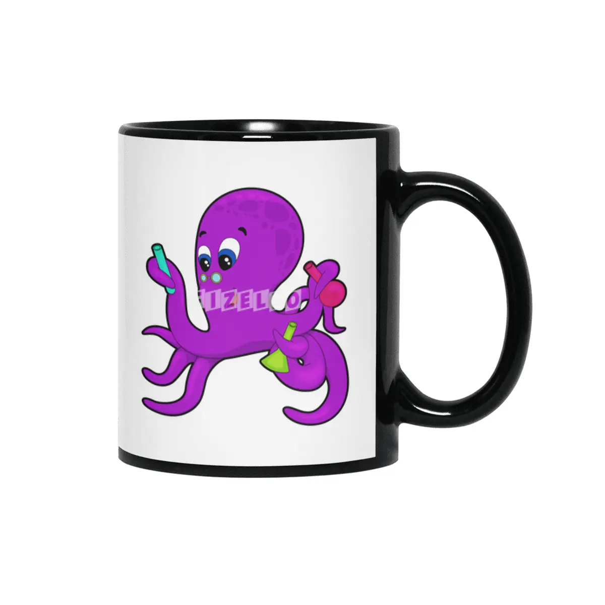 Octopus as Teacher with Laboratory equipment Siyah Kupa
