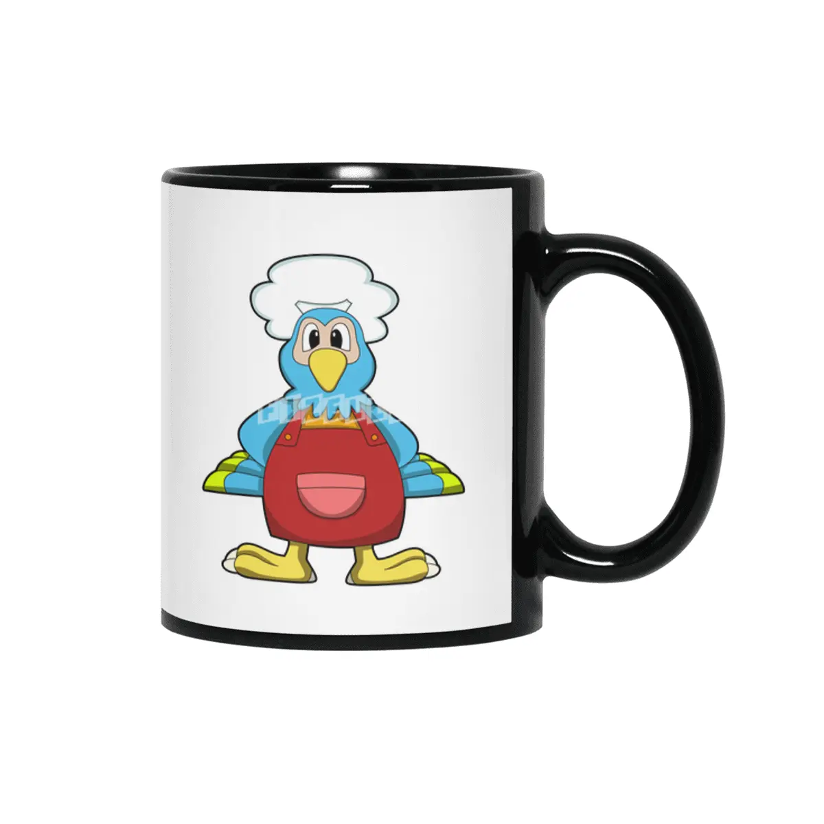 Parrot as Cook with Cooking apron Siyah Kupa