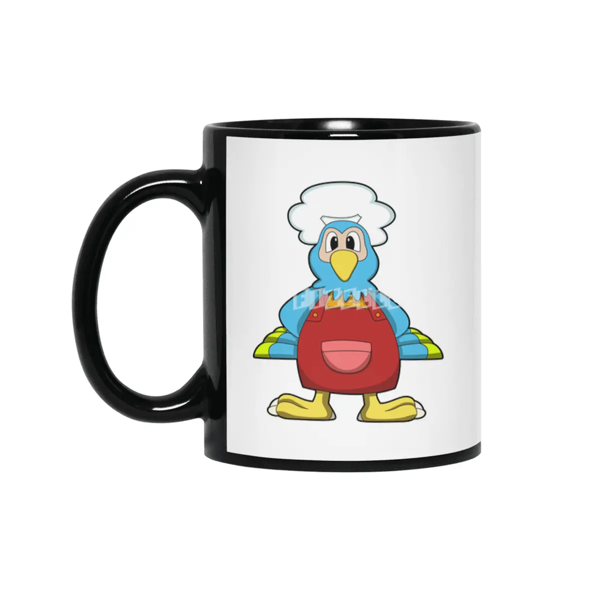 Parrot as Cook with Cooking apron Siyah Kupa