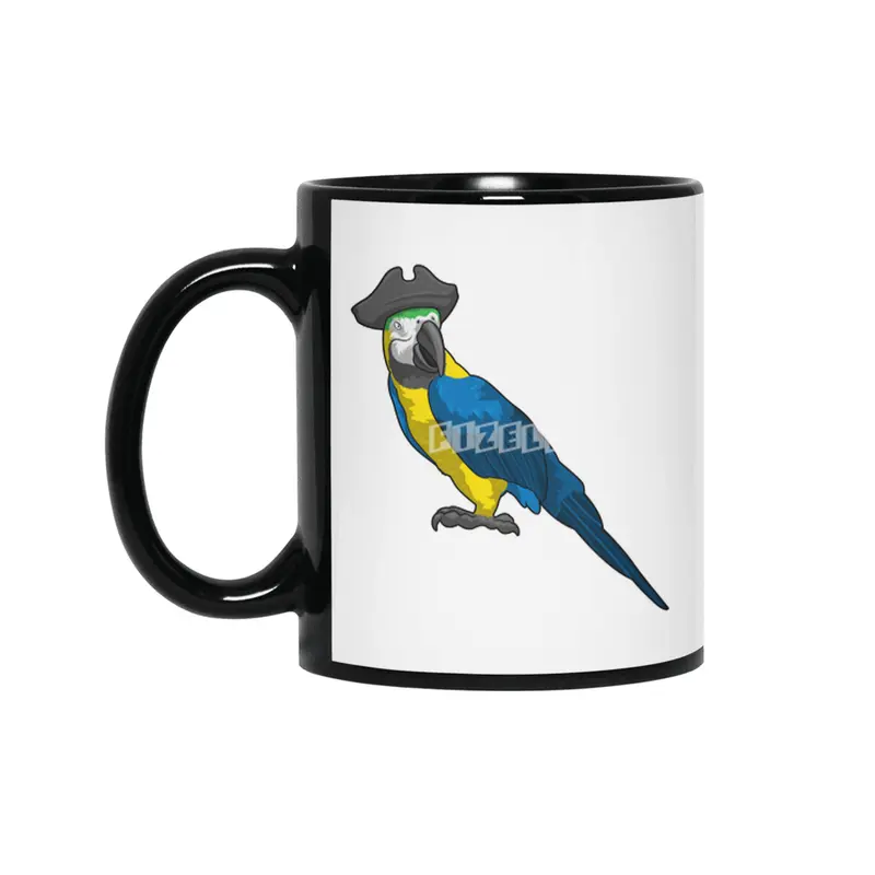 Parrot as Pirate with Hat Siyah Kupa