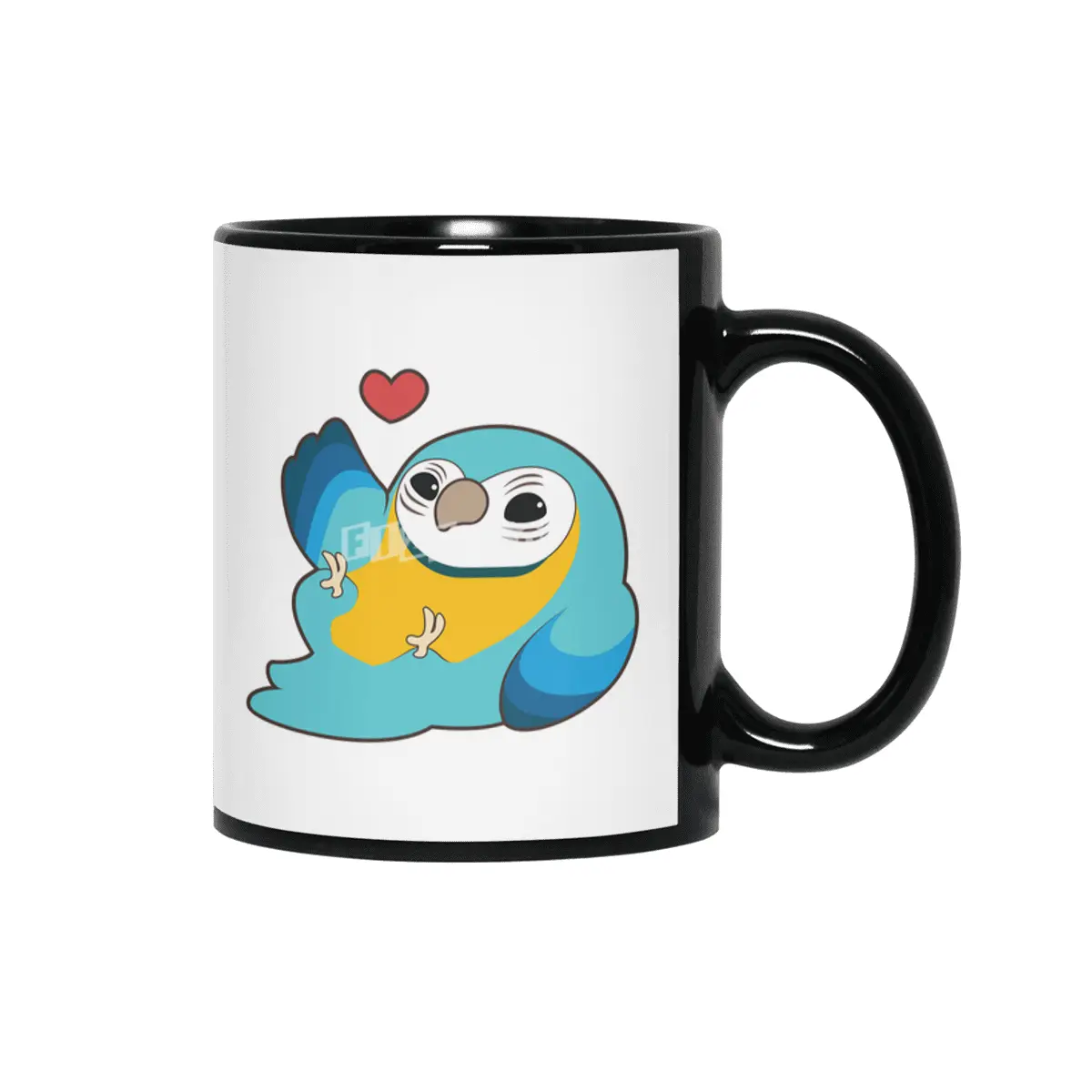 Parrot with Heart Siyah Kupa
