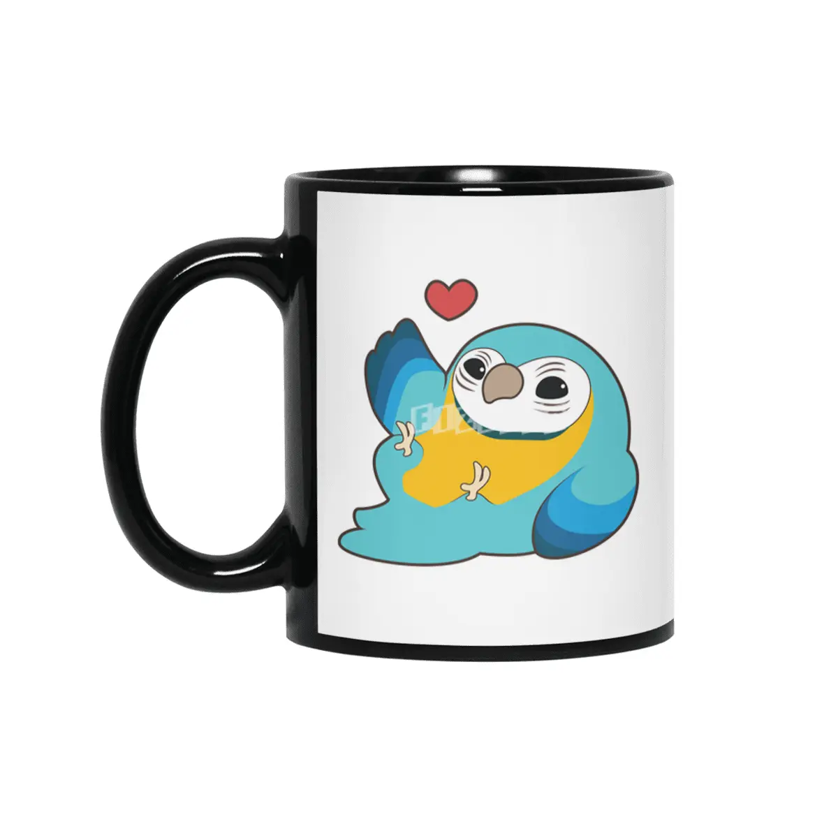 Parrot with Heart Siyah Kupa