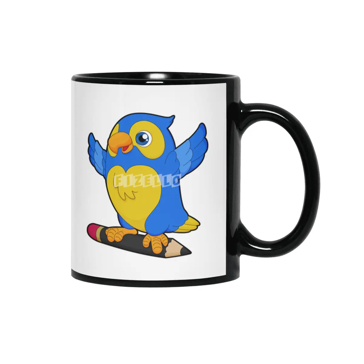 Parrot with Pencil Siyah Kupa