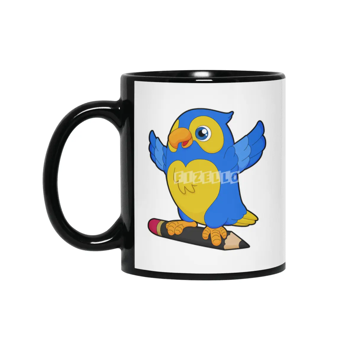 Parrot with Pencil Siyah Kupa