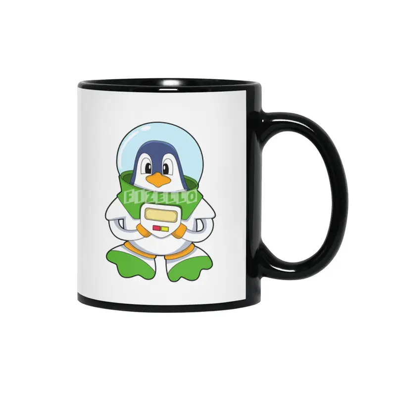 Penguin as Astronaut with Costume Siyah Kupa