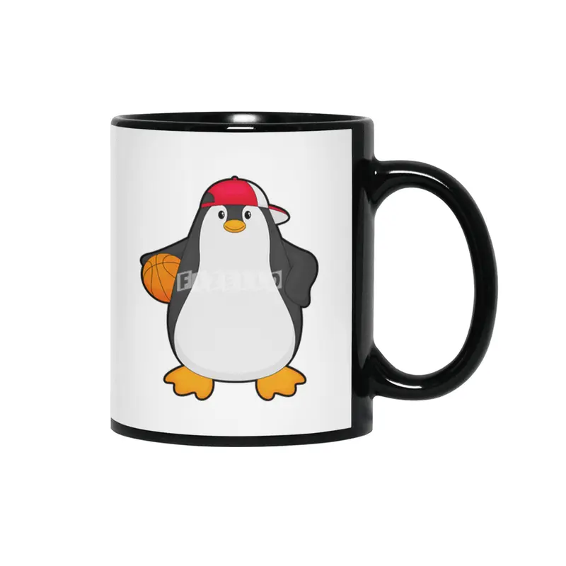 Penguin as Basketball player with Basketball ball Siyah Kupa