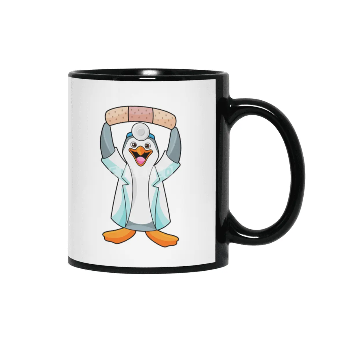 Penguin as Doctor with Plaster Siyah Kupa