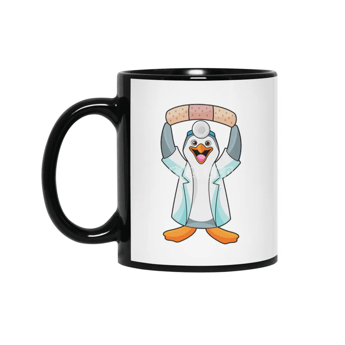 Penguin as Doctor with Plaster Siyah Kupa