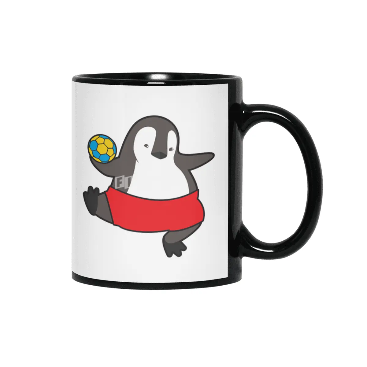 Penguin as Handball player with Handball Siyah Kupa