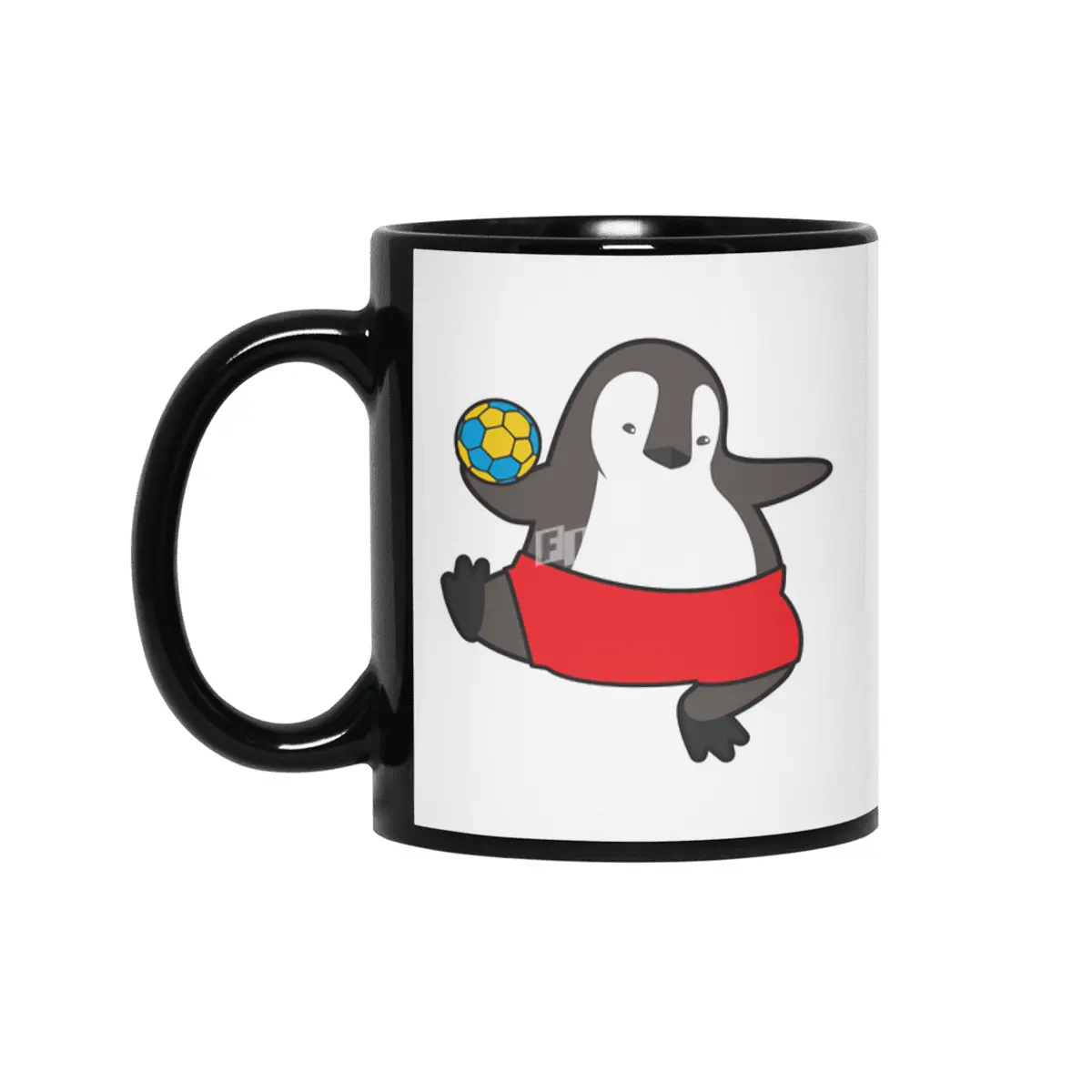 Penguin as Handball player with Handball Siyah Kupa